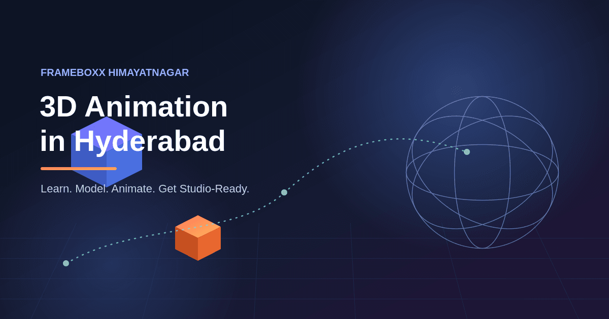 Student learning 3D animation in Hyderabad